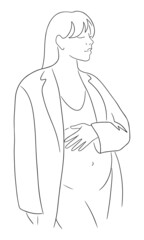 Line art vector illustration of pregnant woman