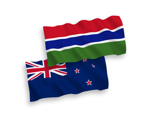 Flags of New Zealand and Republic of Gambia on a white background
