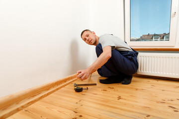To make repairs. Installing a new skirting board.