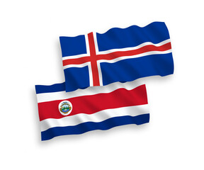Flags of Republic of Costa Rica and Iceland on a white background
