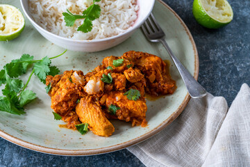 Parsi fish patia with rice - delicious curry from the Parsi community in Bombay