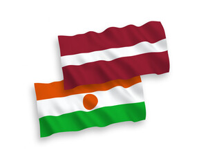 Flags of Latvia and Republic of the Niger on a white background