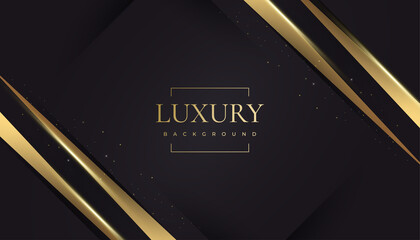 Luxury Black and Gold Background in Paper Cut Style with Glitter and Light Effect. Premium Black and Gold Background for Award, Nomination, Ceremony, Formal Invitation or Certificate Design