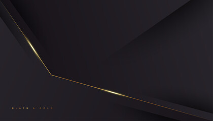 Luxury Black and Gold Background in Paper Cut Style with Glitter and Light Effect. Premium Black and Gold Background for Award, Nomination, Ceremony, Formal Invitation or Certificate Design