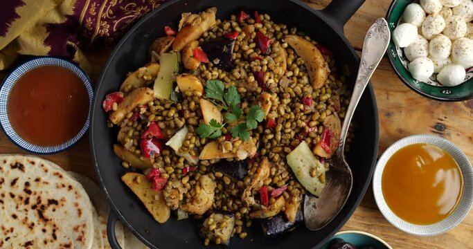 Mung Beans with Mixed Vegetables. Indian Recipe
