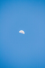 Waning moon in a beautiful blue sky on a morning in Rio de Janeiro.
