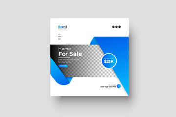 Real estate house social media Instagram post or web banner template	