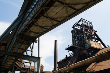 Fototapeta na wymiar Abandoned buildings in Dolni Vitkovice industrial area, Ostrava, Czech Republic