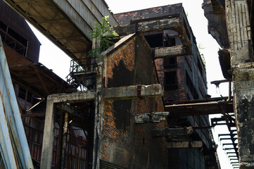 Fototapeta na wymiar Abandoned buildings in Dolni Vitkovice industrial area, Ostrava, Czech Republic