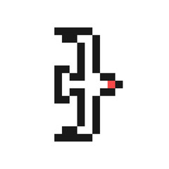 Obraz premium Seagull in flight icon in pixel art design isolated on white background, vector sign symbol