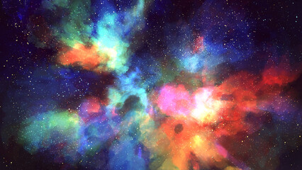 幻想的で美しい星雲イラスト　宇宙　きらきら星空背景装飾