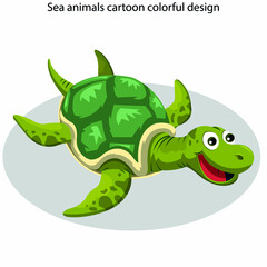 Sea animals icons cute cartoon sketch colorful design