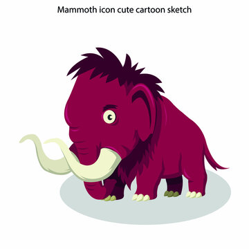 Mammoth icon cute cartoon sketch