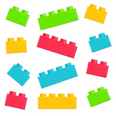 Building plastic toy bricks or child blocks construction flat cartoon illustration element isolated clipart building blocks, color jpg image jpeg icon illustration