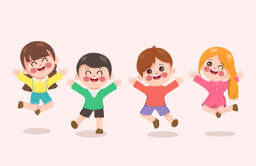 cartoon student back to school background character. Happy children going back to school.