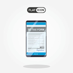 Electronic tax form or digital signature concept in vector illustration. Signing an electronic tax form online by phone