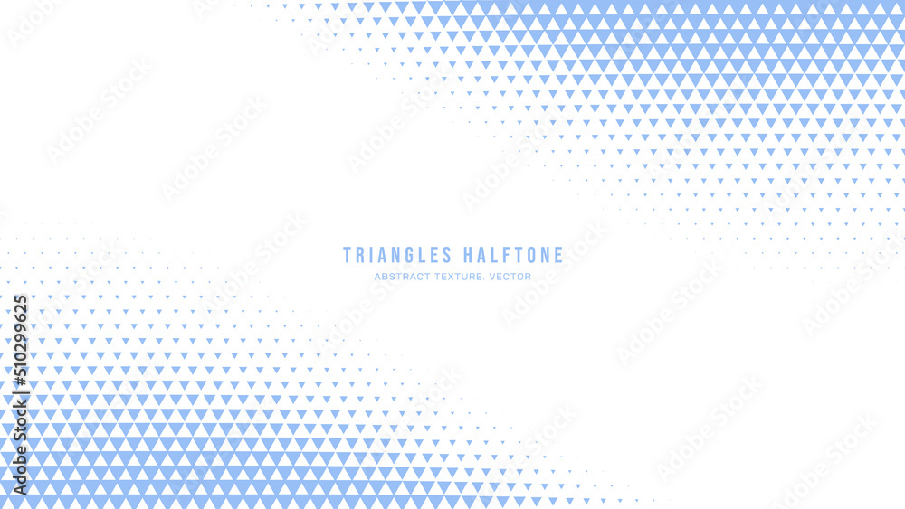 Aufkleber triangles halftone geometric pattern abstract vector smooth twisted blue border isolated on white ba