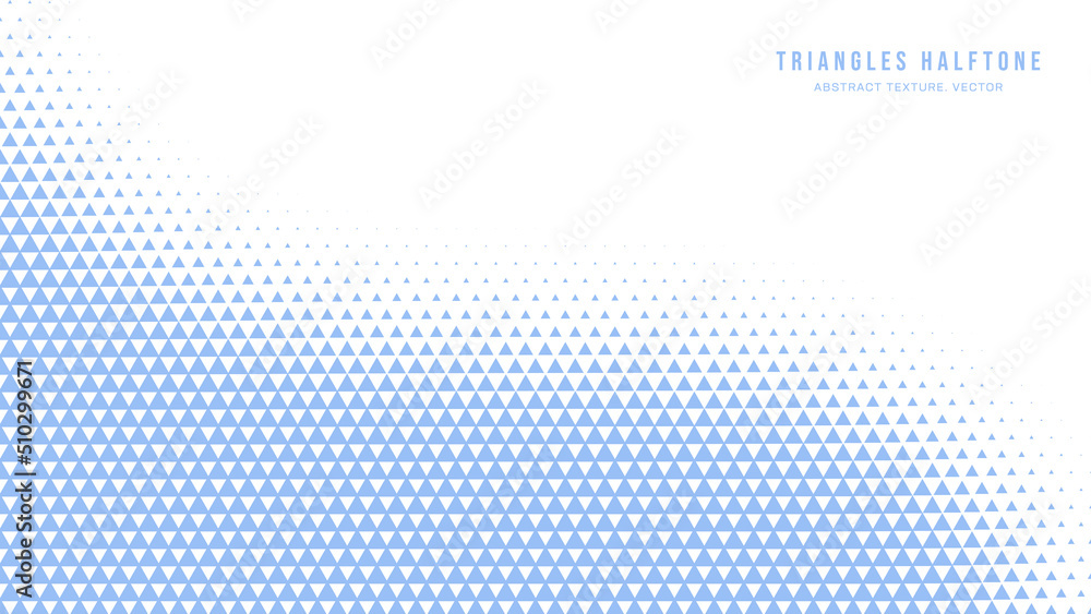 Aufkleber triangles halftone geometric pattern abstract vector smooth curved blue border isolated on white bac
