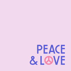 Peace And Love hand drawn lettering. Quote with pacific sign. Pacifism, support and friendship.
For social media, posters and promotion design. Vector illustration. 