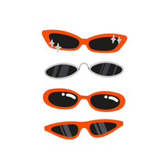 Set with sunglasses, wild and cheeky style. Different shapes and styles - for parties or casual occasions. Lifestyle and fashion.
Hand drawn illustration in trendy colors. Isolated on white background