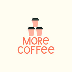 More Coffee hand draw lettering with illustration of a coffee pyramid.
Dedicated to all coffee lovers and those who work without breaks and suffer from lack of sleep.
Hand drawn vector illustration.