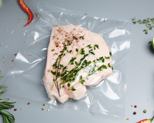 Turkey fillet marinated in herbs in a vacuum