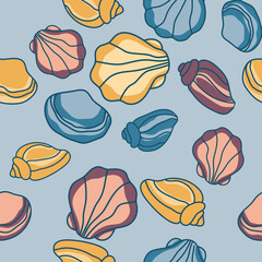 vector ocean seashells decorative molluslk sea vacation seamless pattern vintage aquatic element