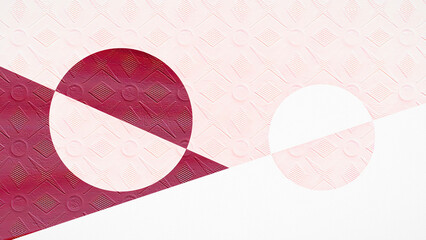 Abstract wallpaper background textured with cool red, pink geometric shapes. Digital art series RedHalf #3