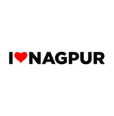 I Love Nagpur typography with red heart. Love Nagpur lettering.