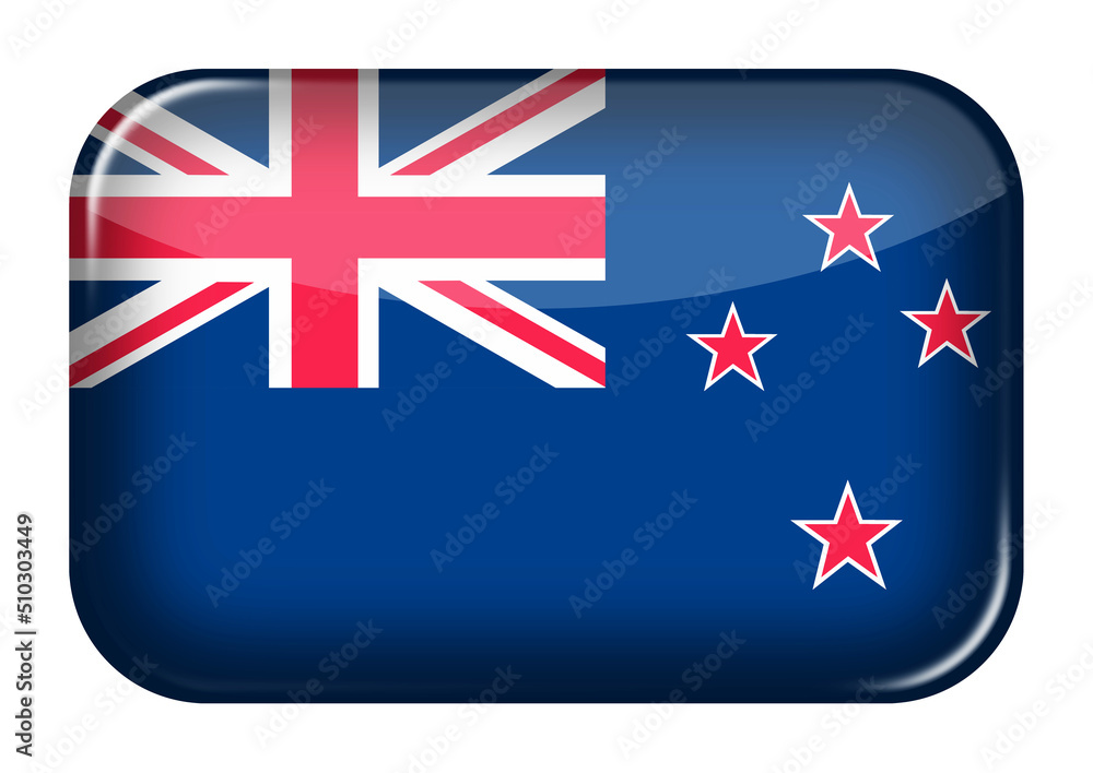 Poster new zealand web icon rectangle button with clipping path 3d illustration