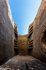 Ancient city of Aleppo, world heritage site in Syria. Citadel entrance.