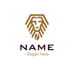 lion luxury geometric head design logo company brand