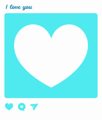 Blue light Valentine Card with Heart for Valentin's day or Dia dos namorados for your Boyfriend or Girlfriend in Love photograph like model instant photo retro cute romantical relationship