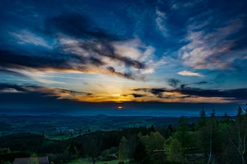 Fototapeten Sunset over the mountains Deux Freres France © Frits