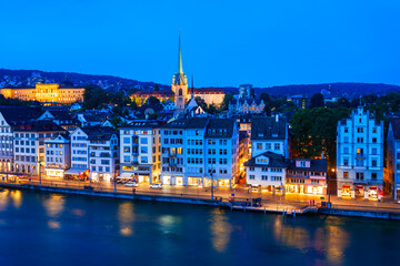 Zurich city centre aerial view