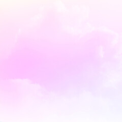 Pastel sky with soft white clouds. Fantastic color fantasy background. Sweet dreams concept for wallpaper, backdrop and design.