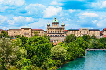 Bundeshaus Federal Palace in Bern - obrazy, fototapety, plakaty