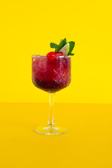 cocktail with strawberry and mint