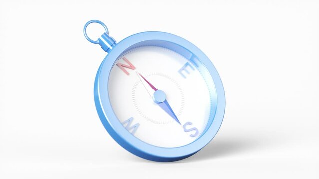 Close-up of a compass on a white background. 3d rendering illustration