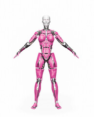 amazing robot in a pose on white background