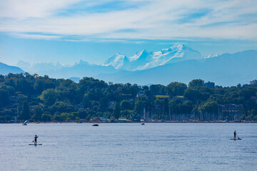 Mont Blanc mountain, Lake Geneva