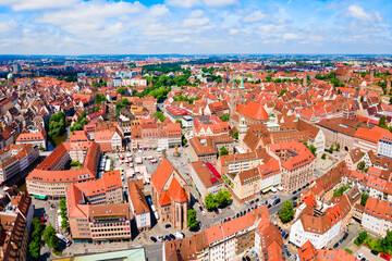 Fototapeta na wymiar Nuremberg old town aerial panoramic view