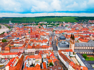 Fototapeta na wymiar Wurzburg old town aerial panoramic view