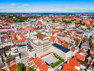 Fototapeta na wymiar Augsburg old town aerial panoramic view