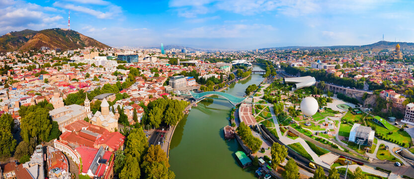 Tbilisi Old Town Aerial Panoramic View