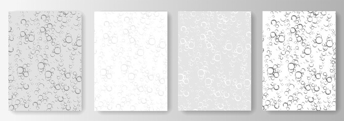 Collection of white and gray backgrounds with bubbles