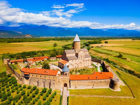 Alaverdi Monastery aerial panoramic view in Kakheti, Georgia