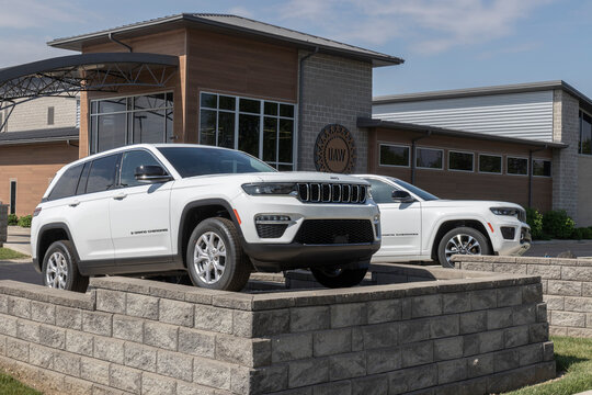 Jeep Grand Cherokee display at a UAW Local. The UAW represents workers from Jeep, Chrysler, Dodge and Stellantis factories.