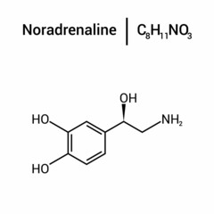 chemical structure of Norepinephrine (C8H11NO3)