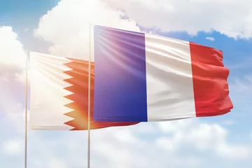 Fotobehang Sunny blue sky and flags of france and qatar © prehistorik
